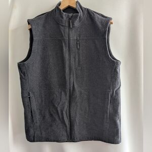 Smartwool Dark Grey Wool Blend Vest Chest & Side Zippered Pockets - L